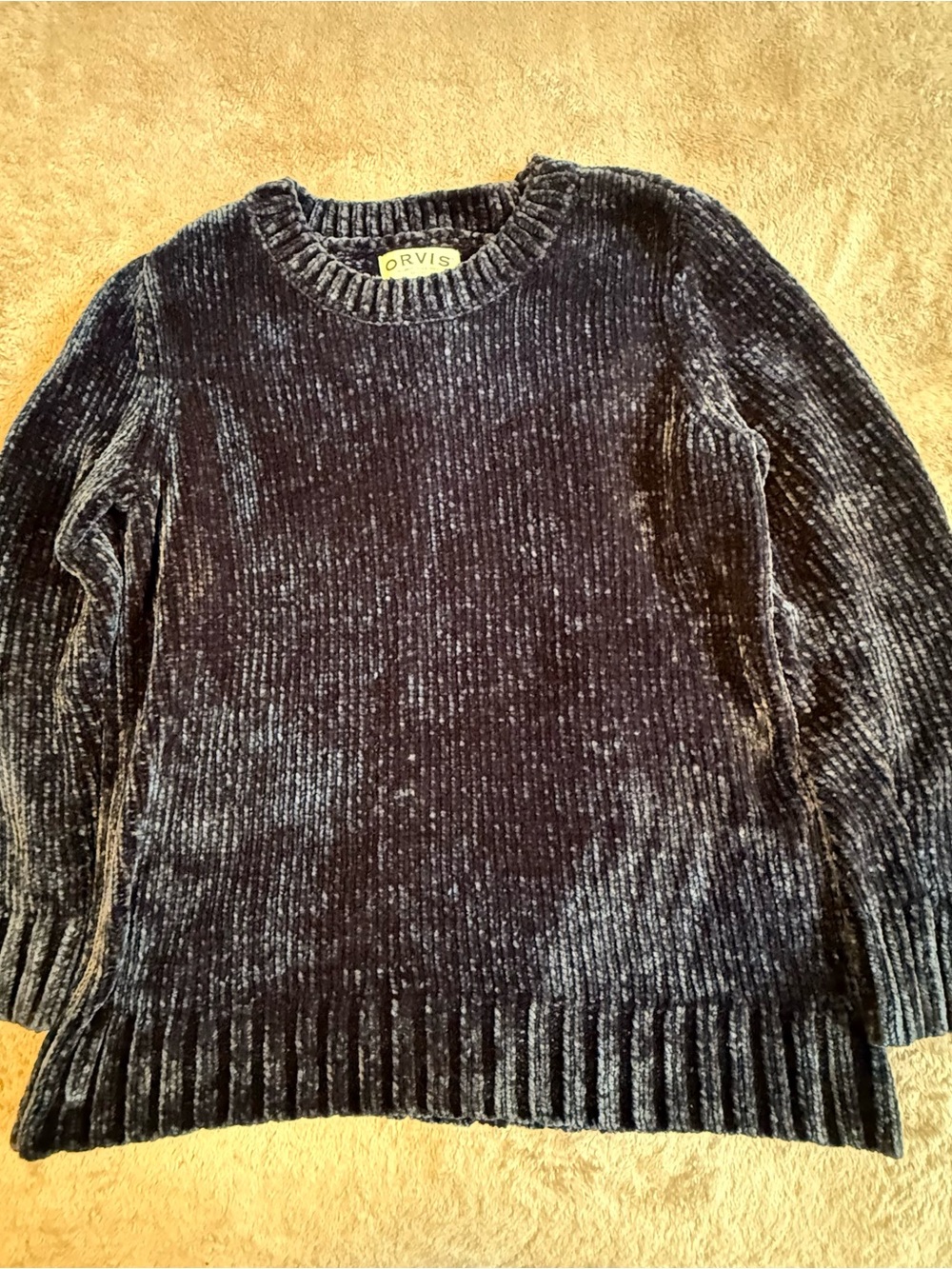 Orvis Women's Navy Blue Chenille Scoopneck Sweater, S